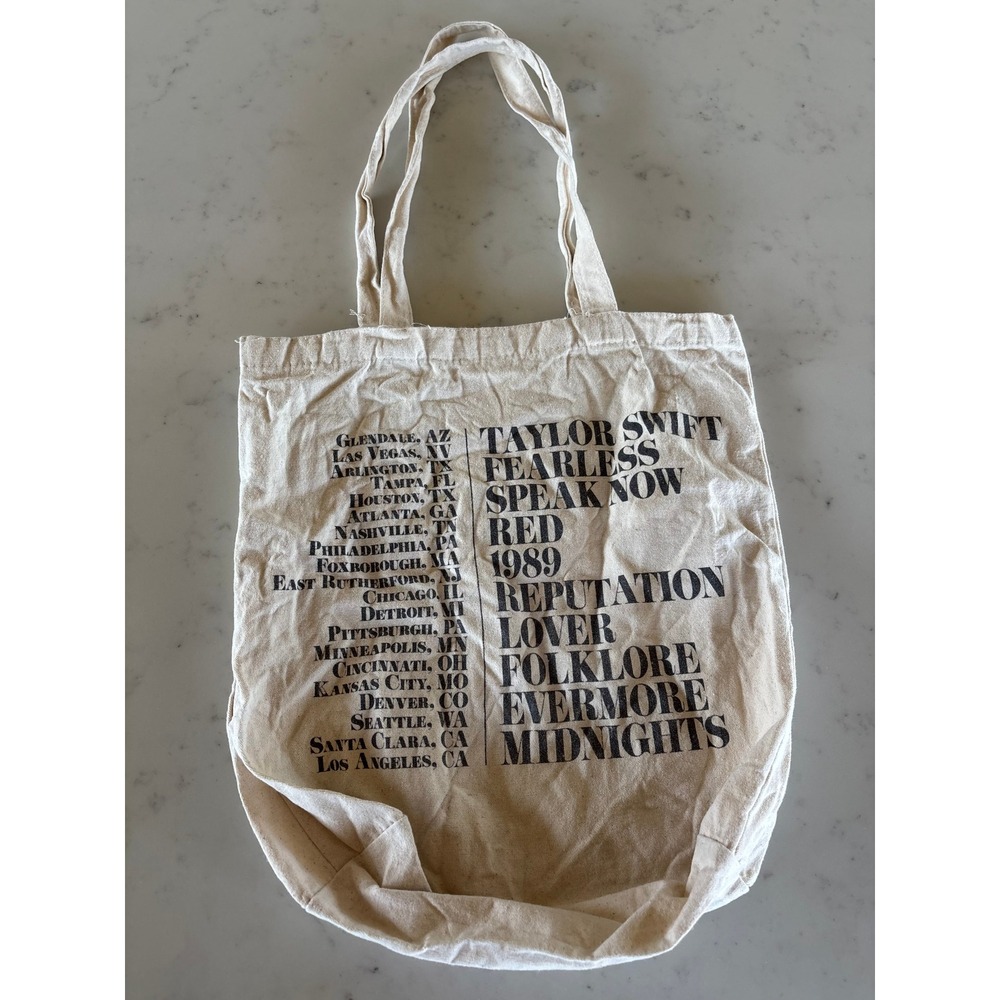 Taylor Swift The Eras Tour Official Merchandise Canvas Tote Bag Cream Multi Era - Picture 2 of 5